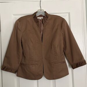 Coldwater Creek 3/4 sleeve, beaded waist jacket, Size 6